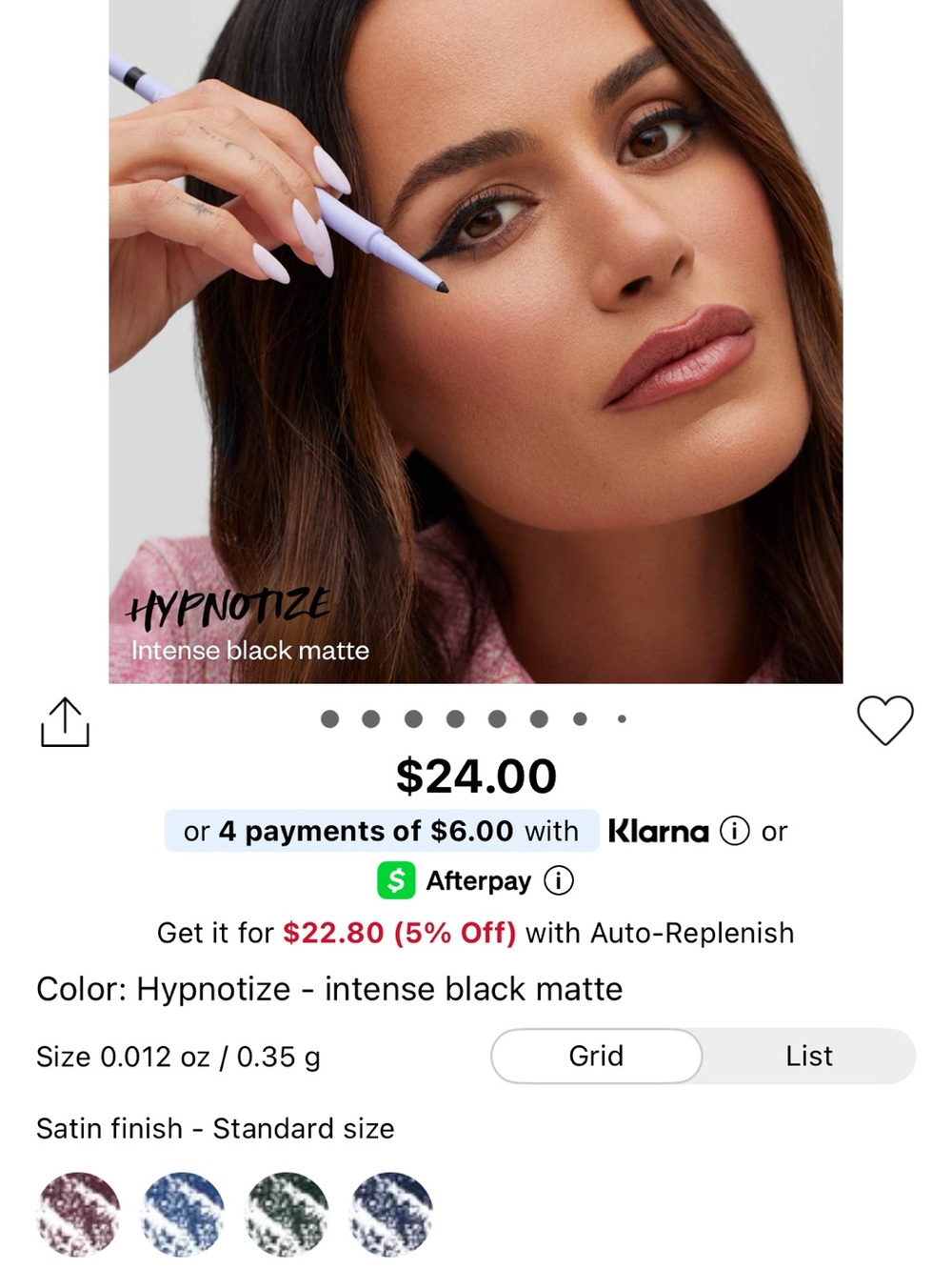 Kosas Hypnotize Intense Black Matte Eyeliner Pencil - Women Makeup